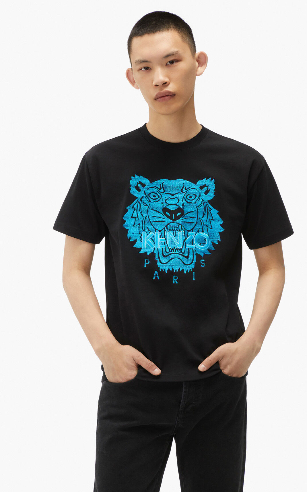 Camisetas Kenzo Tiger loose fitting Hombre Negras MYS230685